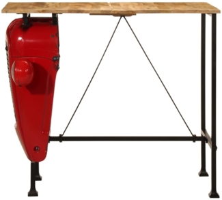 vidaXL Bartisch Traktor Rot und Braun 55x120x107 cm Massivholz Mango 4009368