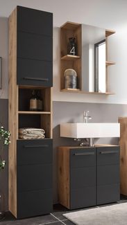 Badezimmer-Set >Vista< (3-tlg.) in Viking Oak / Schwarz - 115 x 190 x 31 (BxHxT)
