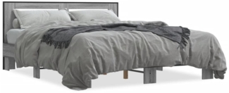 vidaXL Bettgestell Grau Sonoma 150x200 cm Holzwerkstoff und Metall 3280100