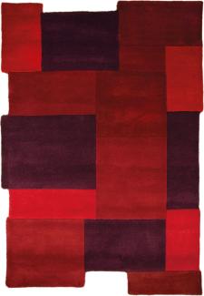 Kadima Design Handgetufteter Wollteppich "Thames Eva" - Geometrisch & Modern. Farbe: Rot, 200x290 cm