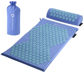 HMS Premium Akupressurmatte Set mit Kissen Akupressur Massagematte Akupunktur Therapiematte, über 9000 Massagepunkte, Matte: 74x42cm, Kissen: 38x15cm
