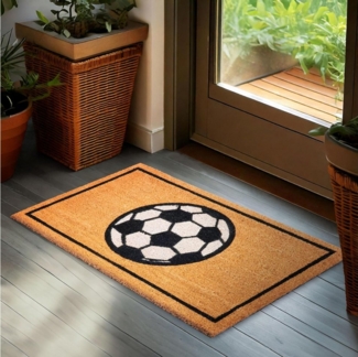 BRUBAKER Fußmatte 45 x 75 cm - Fußball - Schmutzfangmatte, Rechteckig, Höhe: 15 mm, Türmatte für Außen und Innen - Wetterfest und Rutschfest