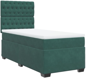 vidaXL Boxspringbett mit Matratze Dunkelgrün 80x200 cm Samt 3290771