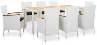 vidaXL 9-tlg. Garten-Essgruppe Poly Rattan Weiß 45980