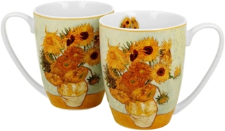 DUO ART GALLERY 2er-Set Becher 360 ml SUNFLOWERS inspired by Van Gogh New Bone China Porzellan