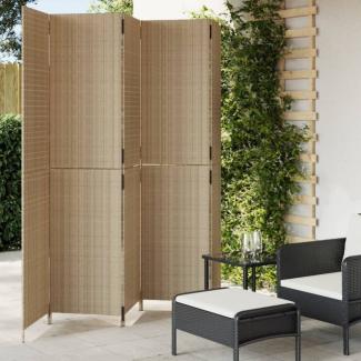 vidaXL Paravent 5-tlg. Beige Poly Rattan 365367