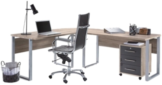 BMG Möbel Eckschreibtisch Office Edition Set 0 (Schreibtisch Set, Winkelschreibtisch), inkl. Rollcontainer, abschließbar auf Rollen