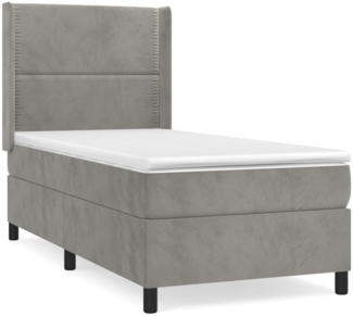 vidaXL Boxspringbett mit Matratze Hellgrau 90x200 cm Samt 3132597