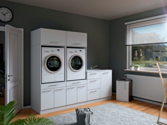 Laundreezy Mehrzweckschrank-Set Laundreezy, 6-tlg. Mehrzweckschrank-Set B/H/T 236/200/68 cm, (6-St), Breite 236 cm, Soft-Close-Funktion für Türen