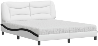 vidaXL Bett mit Matratze "Hvar" Weiß und Schwarz 160x200 cm Kunstleder 3208737