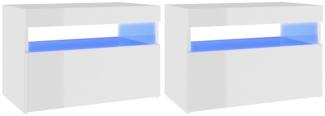 vidaXL TV-Schränke mit LED-Leuchten 2 Stk. Hochglanz-Weiß 60x35x40 cm 804422