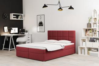 Boxspringbett Schlafzimmerbett FRASCO 200x220cm in Stoff Soro Rot