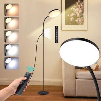 Jibenhome Stehlampe LED Stehleuchte Dimmbar, Leselampe mit Fernbedienung,10 Helligkeitsstufen,Timer