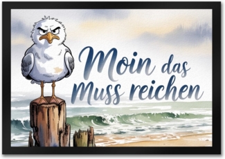 speecheese Fußmatte Möwe Aquarell Moin Spruch Fußmatte in 35x50 cm für Nordseefans