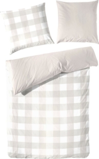 Primera Perkal Bettwäsche 240x220 cm Wende Karo weiß sand 13367004-70