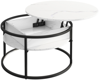 Vicco Couchtisch Marmor Weiß 77x77 cm, Marlo