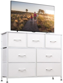WLIVE Kommode Schubladenkommode mit 7 Stoffschubladen, (stabiler Stahlrahmen & Holzplatte), Breit 100cm, moderne Kommode für Wohnzimmer, Schlafzimmer, Flur & Büro