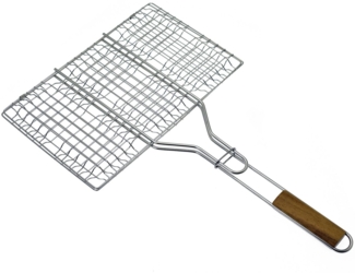 Dehner Grillbesteck-Set Hamburger-Griller, 55.5x35 cm, Edelstahl/Holz