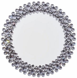 Yorbay Wandspiegel Barock Spiegel, Rund, mit Diamant Kristall Dekoration, Deko Spiegel für Badezimmer Flur Büro Wohnzimmer Schlafzimmer, φ60cm