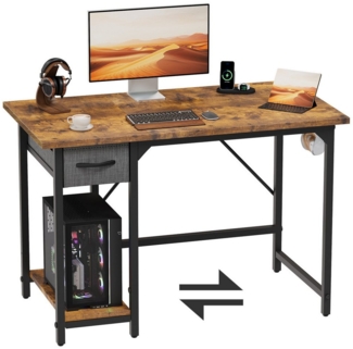 HOMALL Schreibtisch Computertisch mit Schubladen und Kopfhörerhalterung Mini Bürotisch (100 × 50 Zentimeter, Schubladen können entweder links oder rechts angebracht werden, vier verstellbare Füße)