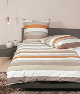 Janine Mako-Satin Bettwäsche 2 teilig Bettbezug 155x220 cm Kopfkissenbezug 80x80 cm J. D. 87080-007-512 naturell ton kubasand