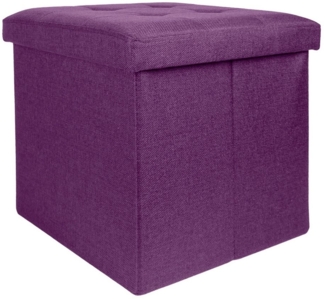 Intirilife Sitzhocker (Sitzwürfel mit Stauraum 38x38x38 cm in NEBEL LILA - Fußablage), Faltbarer Sitzhocker aus Stoff mit Mulden - Aufbewahrungsbox Fußhocker