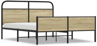 vidaXL Metallbett ohne Matratze Sonoma-Eiche 150x200 cm 3318693