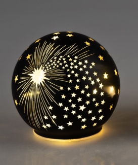 formano LED Dekolicht Deko Kugel Spirit Schwarz LED-Licht mit Timer Weihnachtskugel Sternen