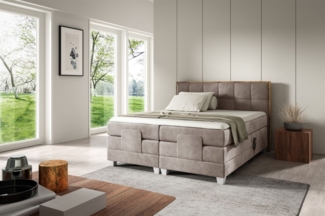 Boxspringbett Elektrisch Bett HENRY 160x200cm in Stoff Fresh Beige