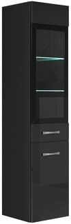 Badezimmer Schrank Rio 131 cm Hochglanz Schwarz Fronten – Regal Schrank Hochschrank Schrank Möbel Badschrank