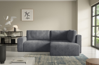 Ecksofa mit Schlaffunktion NATALIA XL in Stoff Tilia Grau Ottomane Rechts