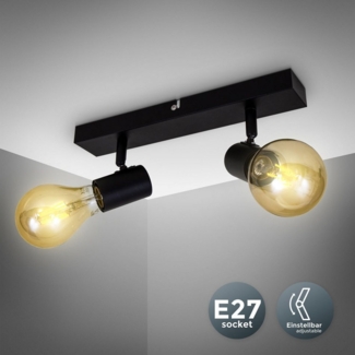 B.K.Licht Deckenleuchte Deckenlampe Vintage 60W E27 Schwenkbar - BKL1338, ohne Leuchtmittel, Retro 3-flammig Schwarz-Matt Büro Wohnzimmer Esszimmer