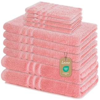 Lavea Handtuch Set Elena, Duschtücher, Handtücher, Gästetücher, Waschhandschuhe, 100% Baumwolle (Set, 10-St), Frottierserie, weich & saugstark, pflegeleicht, 500 g/m² Frottier