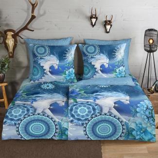 HIP Flanell Bettwäsche Lumi blue|155x220 cm + 80x80 cm