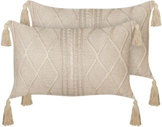 Kissen 2er Set Ohne Muster CAESIA Baumwolle 30 x 50 cm Beige