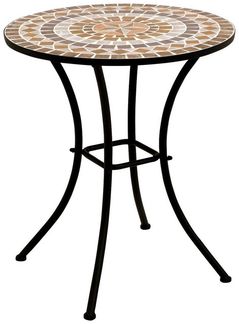 DEGAMO Bistrotisch LUCCA, 60cm rund, Stahl schwarz, Mosaik terracottafarben