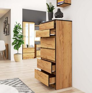 Raumhirsch Furniture Kommode mit 6 Schubladen 60 cm breit Holz Schrank, (viele Farbvarianten - Maße: 130 x 60 x 40 cm) - Hochwertig & stabil