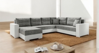 AX LIVING Lovere ecksofas groß 314 cm weiß grau Wohnlandschaft