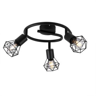 LED Deckenleuchte, Metall-Käfig, schwarz, Spots beweglich