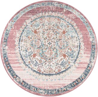 Paco Home Teppich Torres 271, rund, Höhe: 8 mm, Kurzflor, Orient-Optik, Vintage Design, In- und Outdoor geeignet
