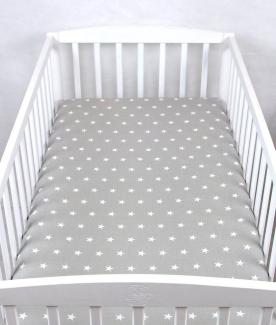 BABYLUX Spannbetttuch 70x140 cm Baby SPANNBETTLAKEN Baumwolle Kinderbett 91. Sterne Grau