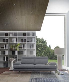 CALIA ITALIA 3-Sitzer Toby Wing, Designsofa, hochwertige Verarbeitungsdetails, bequem, inkl. Sitztiefenverstellung und Armteilfunktion, Füße in Schwarz matt