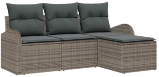 vidaXL Gartensofa-set Grau Poly-Rattan 3345989