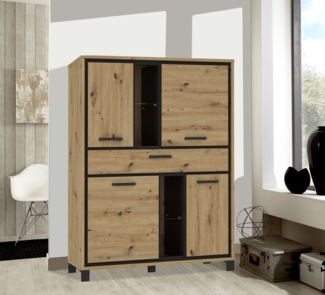 Stauraumschrank Highboard Schrank 120cm artisan eiche schwarzeiche Mordern