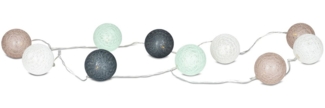 Levandeo® Lichterkette, 10er Lichterkette LED Ø6cm Kugeln Girlande Lampions Baumwolle Grün