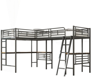 Flieks Hochbett Kinderbett Metallbett 90x200cm mit 2 Liegefläche und Schreibtisch