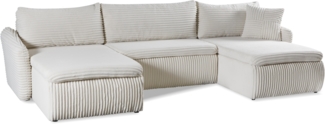 AX LIVING Rovereto beige creme Sofa U Form mit Schlaffunktion 338 cm