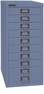 Bisley Multidrawer Schubladenschrank aus Metall mit 10 Schubladen DIN A4 ohne Sockel - Farbe: Blau, L2910-605