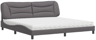vidaXL Bett mit Matratze "Hvar" Grau 200x200 cm Kunstleder 3208748