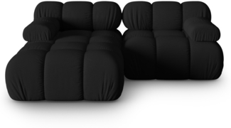 Micadoni Modulares Ecksofa Bellis 3-Sitzer Links 3D-Stoff Schwarz